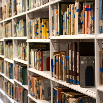 Bookshelf in the library.